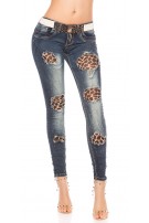 Sexy skinny jeans met strass steentjes & riem jeansblauw